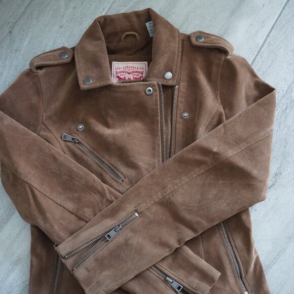 Levi’s Women’s Faux Suede Moto Jacket – Brown – Biker Style - Picture 4 of 8